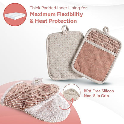 Casa Platino Cute Oven Mitts & Pot Holders, 4-Piece – Oven Mitts Heat Resistant - Image 3