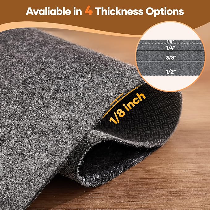Veken 4 Ft Round Non Slip Cushioned Rug Pad Gripper, Felt and Silicone Backing - Image 4