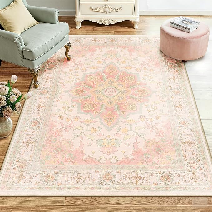 CAPALOCA Machine Washable Rugs Nursery Rug 3x5 Cute Girl Non Slip Low Pile - Image 2