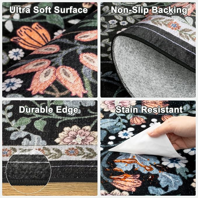 Runner Rug for Entryway: 2.6x10 Kitchen Rugs Non Slip Washable Ultra-Thin Soft - Image 7