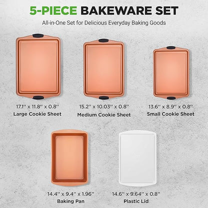 NutriChef 5‑Piece Non‑Stick Bakeware Set – Premium Carbon Steel Baking Pans Set - Image 4