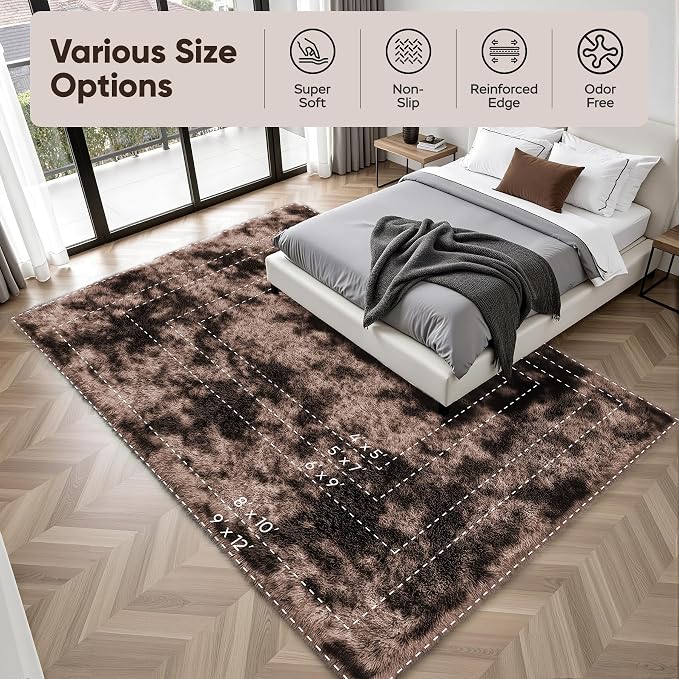Area Rug for Living Room Bedroom: 5x7 Soft Fluffy Shag Upgrade Non-Slip High - Image 9