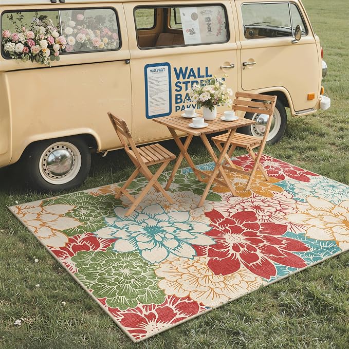 GENIMO Indoor Outdoor Area Rug 5'x8', Machine Washable Rugs - Image 3