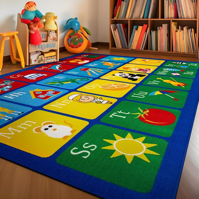 Rugshop Kids Alphabet Educational Learning High Traffic Living Room, Home by Rugshop