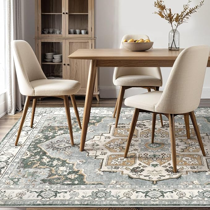 9x12 Washable Area Rug: Vintage Neutral Soft Non Slip Thin Large Floor Carpet - Image 10
