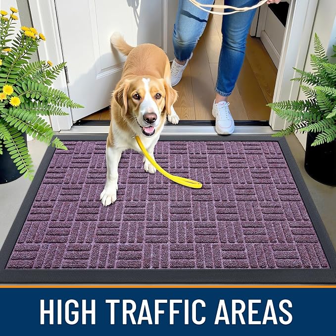 OLANLY Front Door Mat Outside Entrance 59x34, Heavy Duty Sturdy Natural Rubber - Image 5