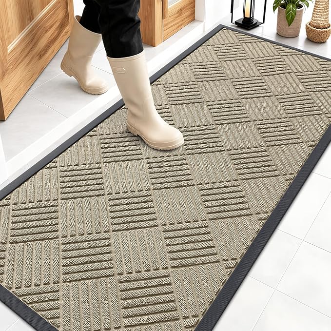 OLANLY Front Door Mat Outside Entrance 59x23, Heavy Duty Sturdy Natural Rubber by OLANLY