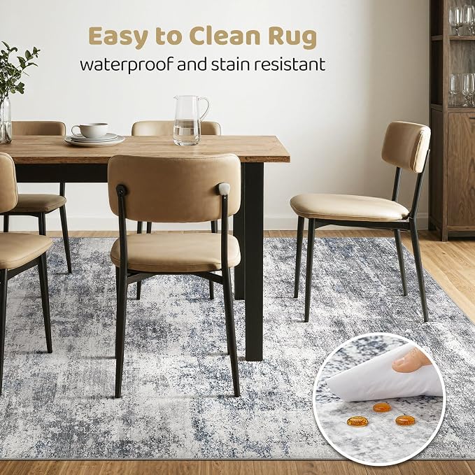 6x9 Area Rug Living Room: Washable Large Abstract Neutral Modern Soft Rugs - Image 6