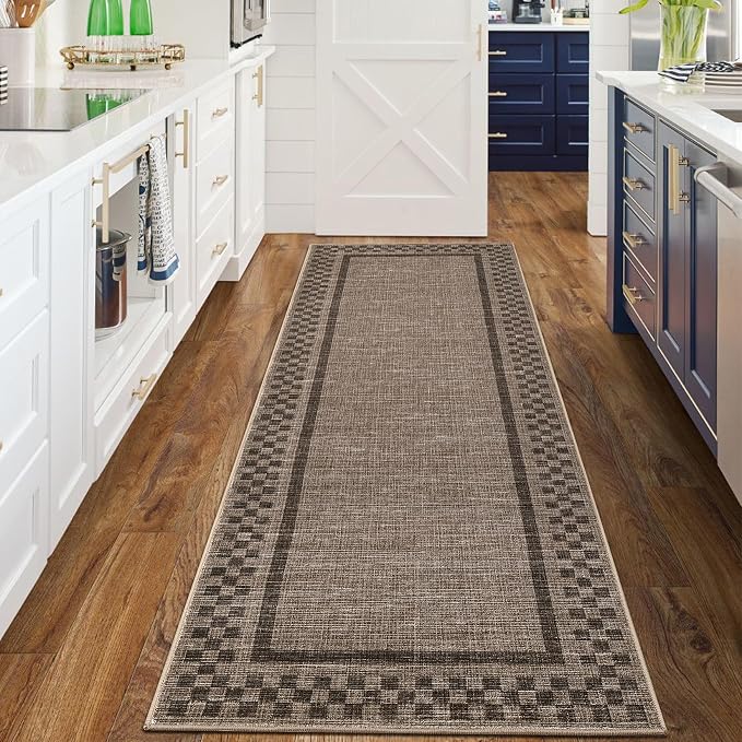 Washable Runner Rug 2x10 Modern Bordered Hallway Runner Rug Non Slip Kitchen - Image 8