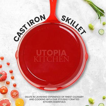 Utopia Kitchen Cast iron Skillets 3 Piece Set, Chefs Pan, Pre Seasoned Cast - Image 3