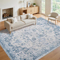8x10 Area Rugs for Living Room:Blue Washable Vintage Medallion Boho Rug by Unknown