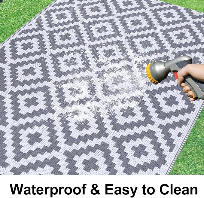 Smiry Waterproof Outdoor Rug 5x8 ft, Reversible Plastic Straw Patio Camping Rugs - Image 2