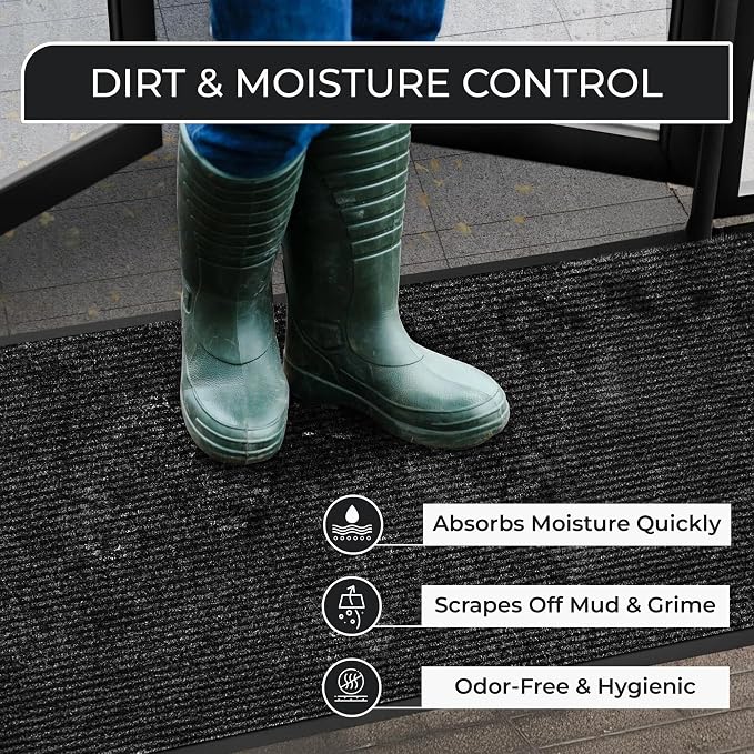 4 Pack Charcoal Commercial Door Mat 3'x6' Heavy Duty Industrial Floor Mat - Image 4