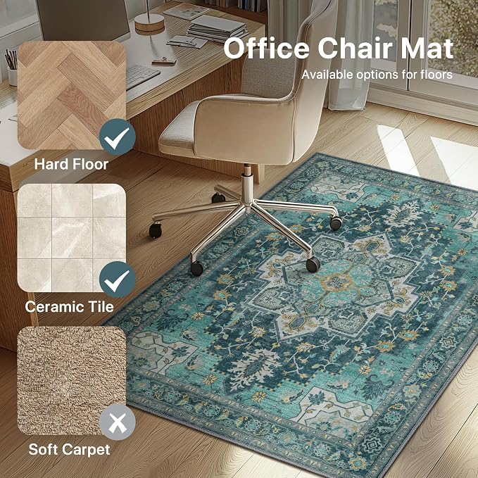 48"x72" Office Chair Mat for Hardwood Tile Floor, Under Desk Carpet Protector - Image 3