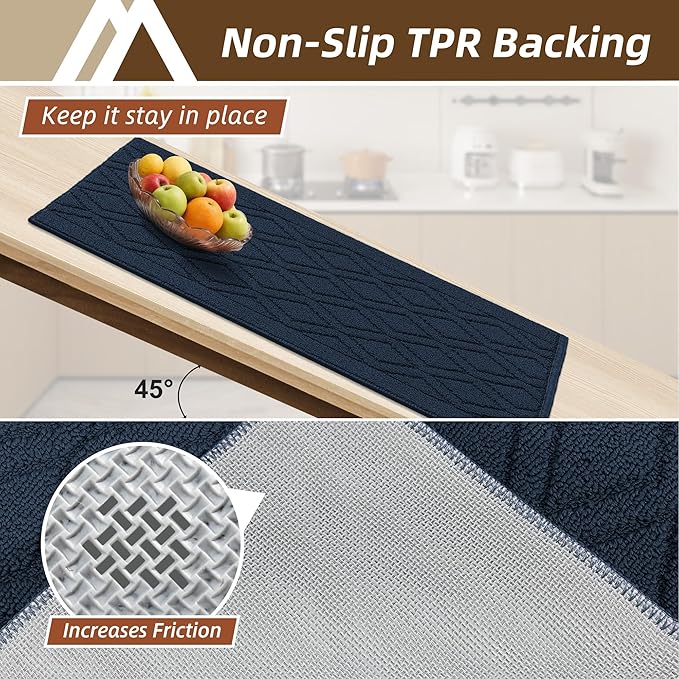 COSY HOMEER 60x24Inch/35X24Inch Kitchen Rugs Sets Non-Slip Washable Kitchen Mats - Image 3