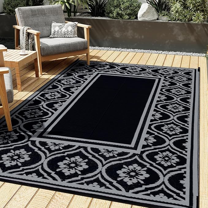 HUGEAR Outdoor Plastic Straw Rug, Waterproof Outdoor Rugs by HUGEAR