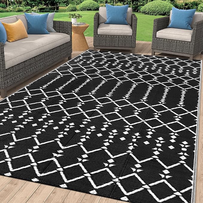 Smiry Outdoor Rug 6x9 ft, Waterproof Reversible Plastic Straw Rugs, Boho by Smiry