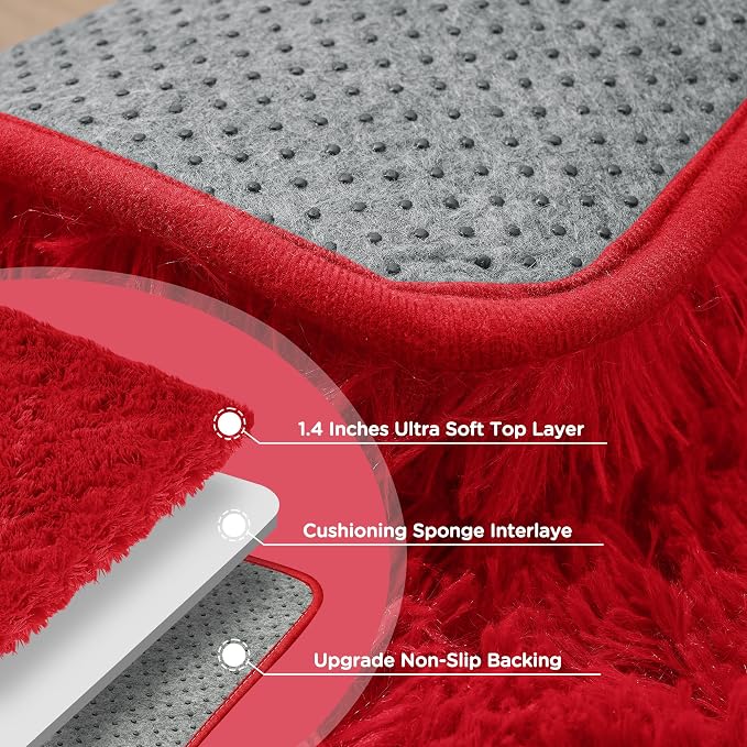 Red Shag Area Rug for Bedroom, 4x6 Fluffy Shaggy Rugs for Living Room Nursery - Image 7