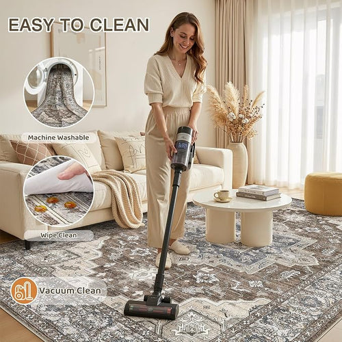 9x12 Area Rugs Living Room: Washable Vintage Rug Large Non-Slip Stain Resistant - Image 2