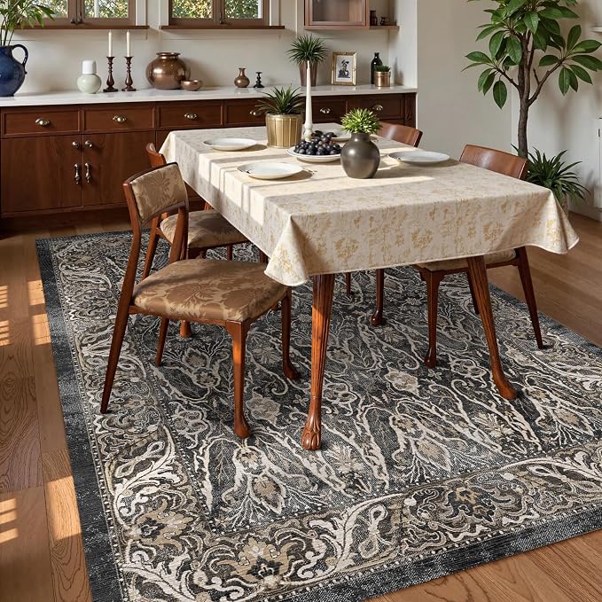 Washable Area Rug 3' x 5 ' Vintage Traditional Persian Mat - Image 3