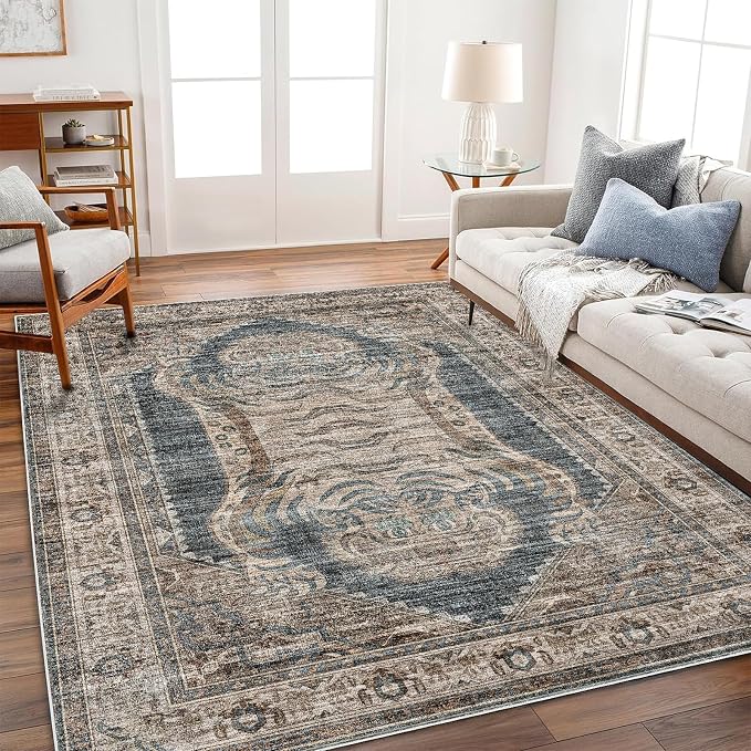 CHAMPLANT Washable Area Rug 3'x5' Vintage Traditional Floor Cover Foldable Thin by CHAMPLANT