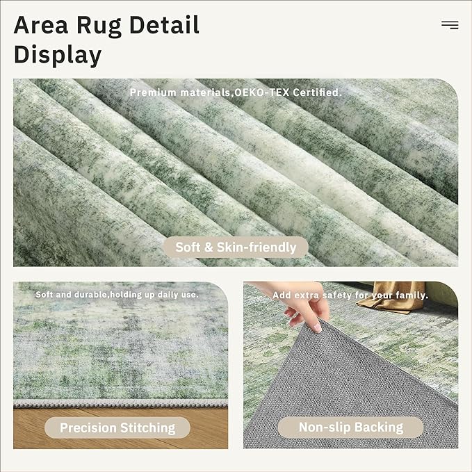 Soalmost 7x9 Area Rug for Living Room Washable Abstract Vintage Soft Thin - Image 6