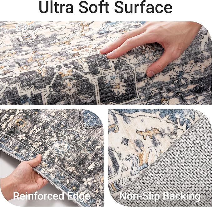 befbee 5x7 Area Rugs for Living Room, Stain Resistant Neutral Washable Rugs for - Image 3