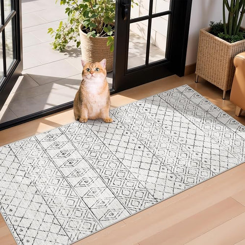 2x4 Runner Rug for Hallway: Washable Non-Slip Moroccan Rugs for Kitchen by BYYVOORugsforYourHome