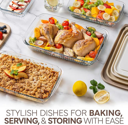 COOK WITH COLOR 8-Piece Deep Glass Baking Dish Set with Plastic Lids – - Image 4