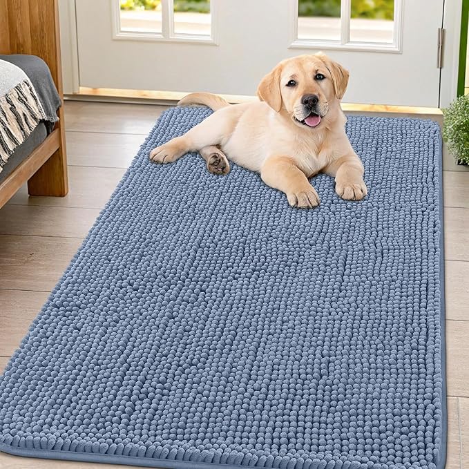 Smiry Dog Door Mat for Muddy Paws 54x32, Absorbent Dirt Trapper, Non-Slip by Smiry