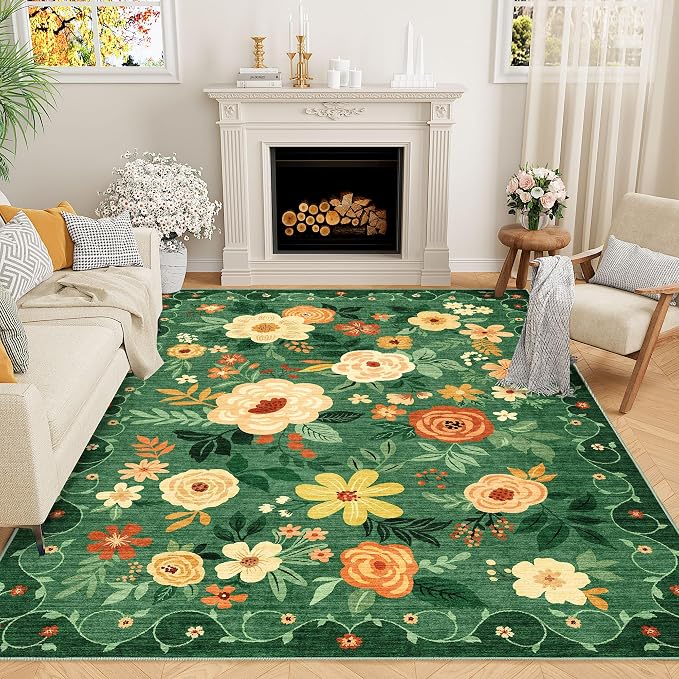 DUKINO 5x7 Area Rug, Floral Rugs by DUKINO