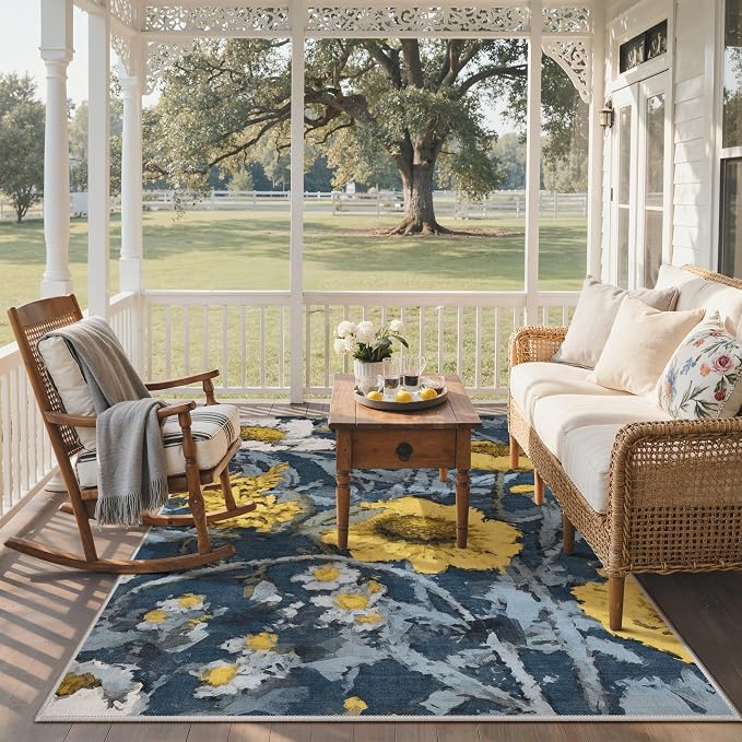 GENIMO Indoor Outdoor Area Rug 6'x9', Machine Washable Rugs - Image 6