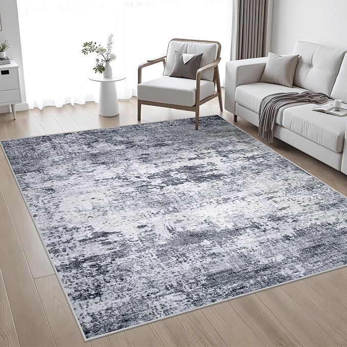 4x4 Area Rug Living Room Rug: Washable Modern Abstract Soft Thin Rug Indoor - Image 2