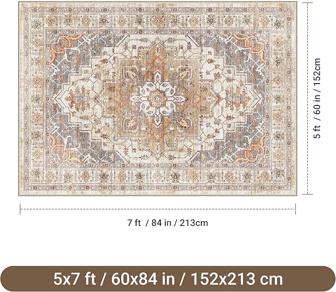 befbee 5x7 Area Rugs for Living Room, Stain Resistant Washable Rug, Non-Slip - Image 2