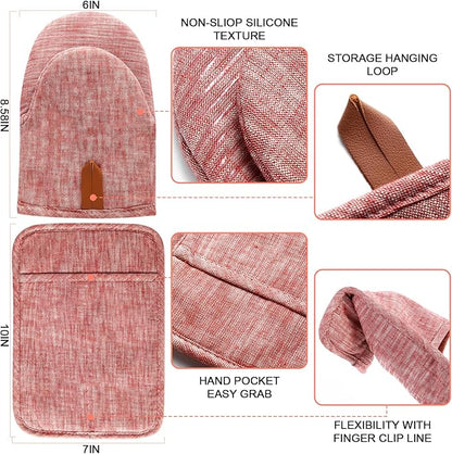 4Pcs Heat Resistant Oven Mitts & Potholders, Flexible Kitchen Accessories - Image 2