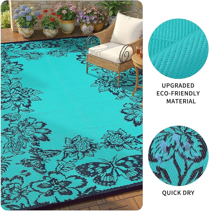 Garvee Outdoor Rugs 8’x10’ Waterproof Reversible Mats, Large Area Plastic Straw - Image 6