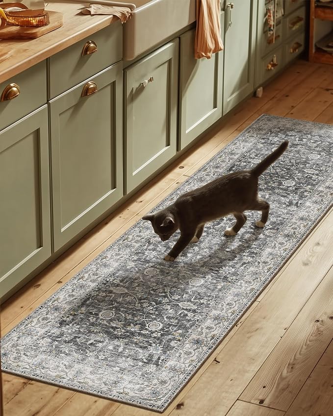 Runner Rug Washable Kitchen Runner: 2'6"x8' Hallway Runner Rugs Stain Resistant by palohom