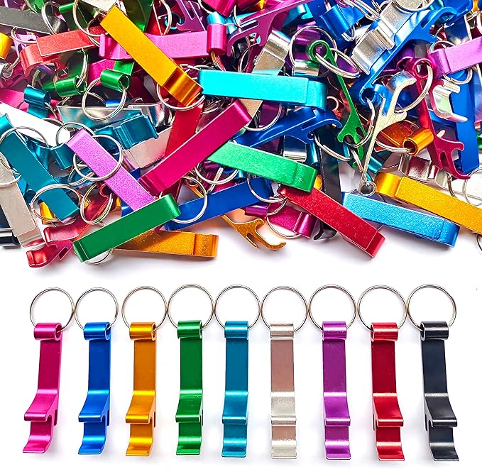 200Pcs Colored Aluminum Bottle Opener Keychain, Soda Beverage Beer Bottle by MTOMDY