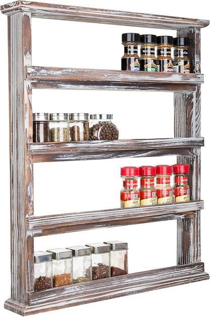 MyGift Wooden Spice Rack Wall Mount, Hanging 4 Tier Seasoning Jar Shelf - Image 2
