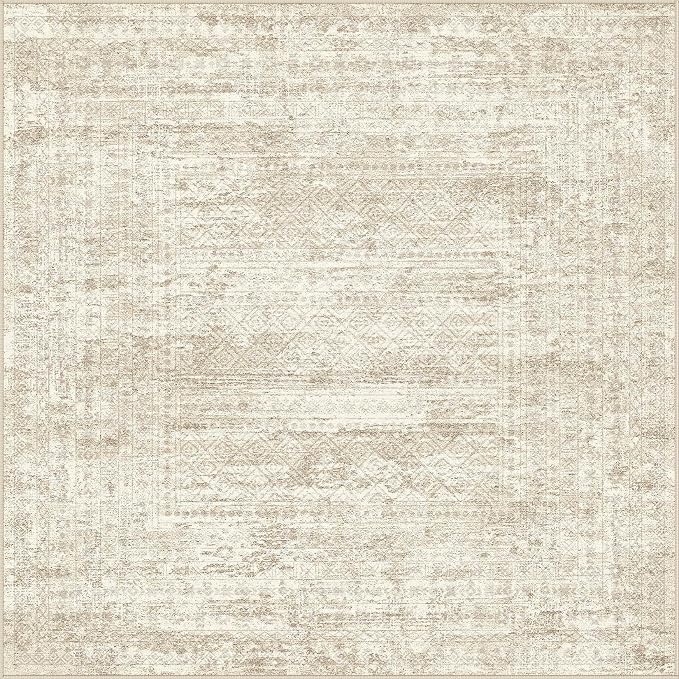 UERMEI Square Area Rugs : Washable 8x8 Neutral Modern Abstract Carpet - Image 9
