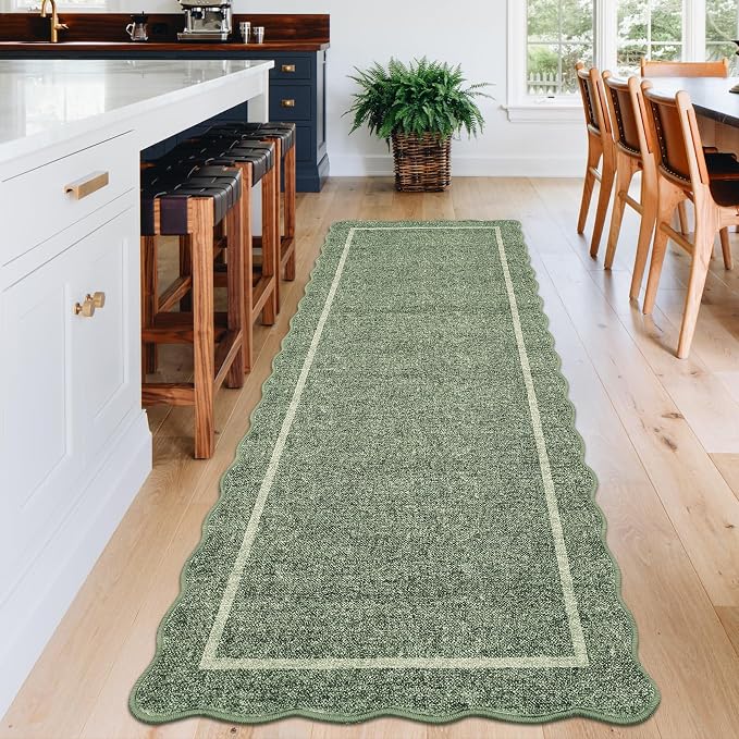 GarveeHome Scalloped Washable Runner Rug 2x8 Runner Modern Non Slip Kitchen - Image 2