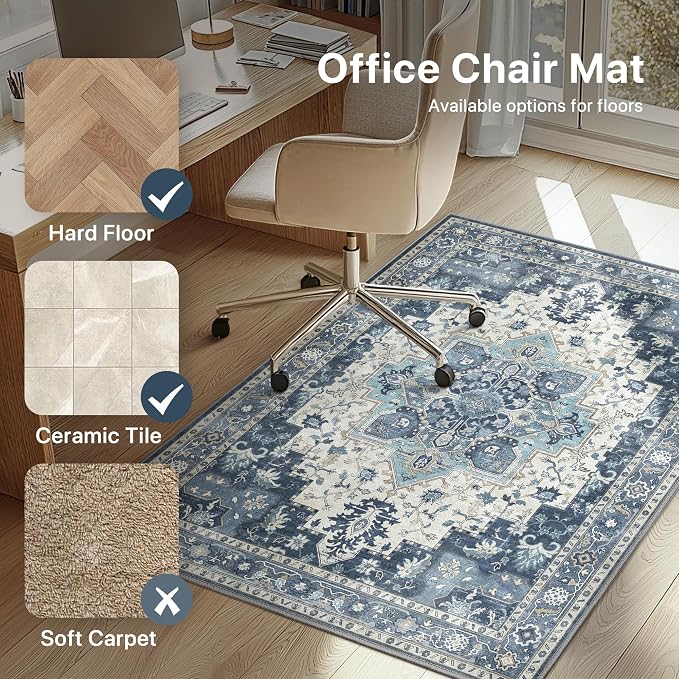 48"x72" Office Chair Mat for Hardwood Tile Floor, Under Desk Carpet Protector - Image 3