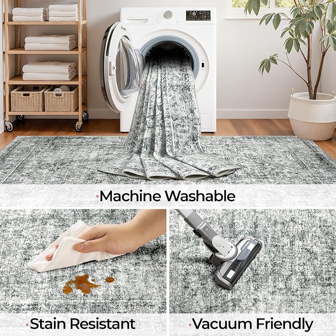 CAPALOCA Machine Washable Rugs Nursery Rug 2x3 Cute Girl Non Slip Low Pile - Image 3