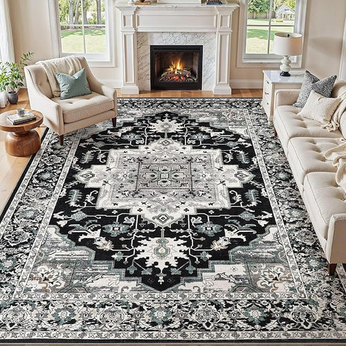 8x10 Area Rugs Living Room: Washable Vintage Rug Large Non-Slip Stain Resistant by JessibouAreaRug