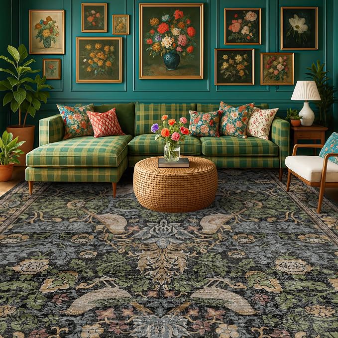 Botanical 10x14 Area Rug for Living Room, Extra Large Bedroom by HazoHaus