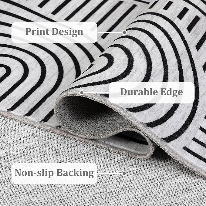 ROYHOME Modern Rug 2x6 Runners for Hallways, Abstract Kitchen Runner Rugs Non - Image 7