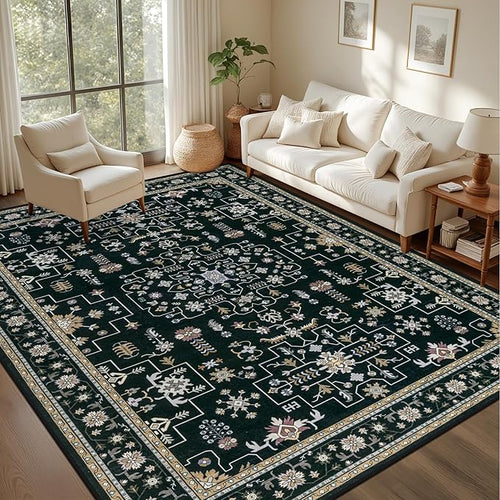 3x5 Area Rugs Living Room Rug: Washable Vintage Boho Medallion Rug No Slip by EXPEDIX