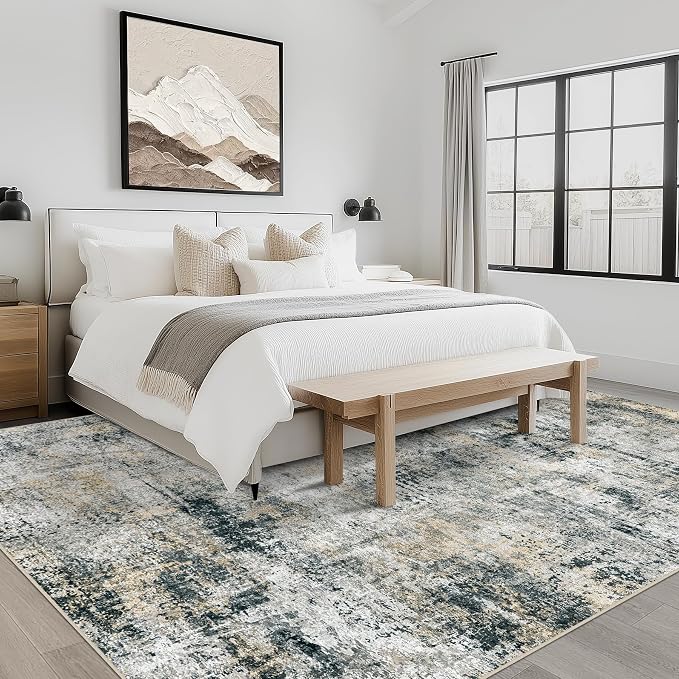 8x10 Area Rugs for Living Room Bedroom: Abstract Washable Rug - Image 3