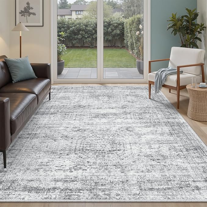 Soalmost 6x9 Area Rug for Living Room Washable 6x9 Gray Rug Non-Slip Modern by Soalmost