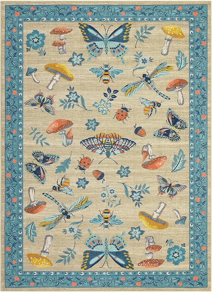 Mushroom Insect Washable Rug 5x7 Area Rugs - Image 5